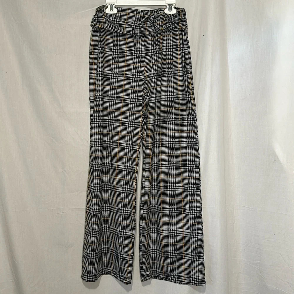 women's Robert Louis yellow black white houndstooth dress pants size medium